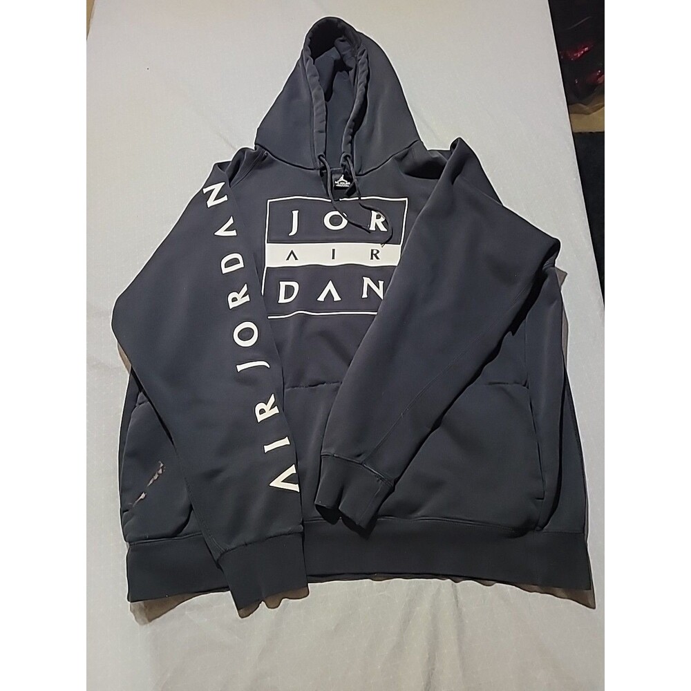 AIR JORDAN Hooded Sweatshirt Black Sleeve Fleece Pullover Pouch Pocket Adult 3XL